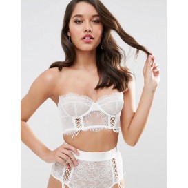 ASOS BRIDAL FAYE Satin & Lace Up Underwire Bustier Bra