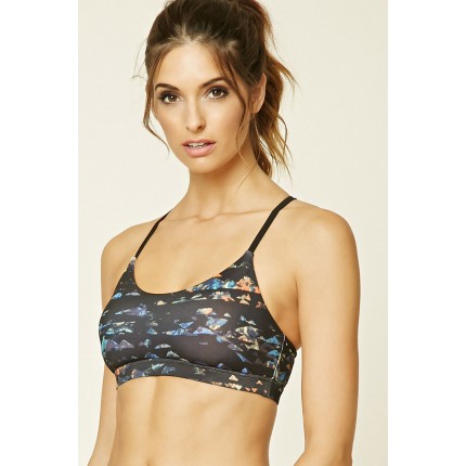 Forever 21 Low Impact – Printed Sports Bra F2000195513 black/coral
