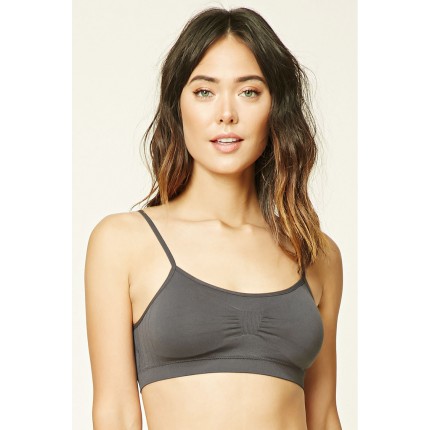 Forever 21 Ruched-Front Seamless Bralette F2000198694 charcoal