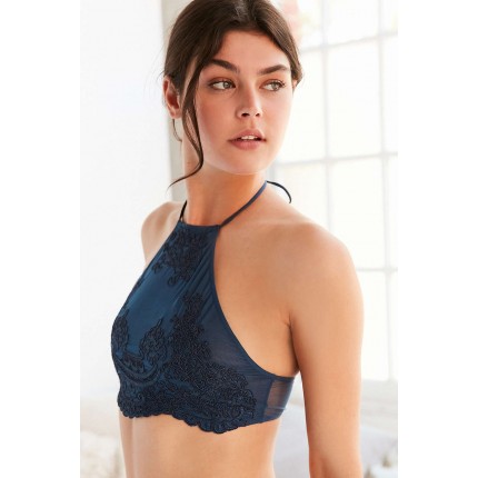 Out From Under Madison Applique High Neck Bra UO39240973 BLUE
