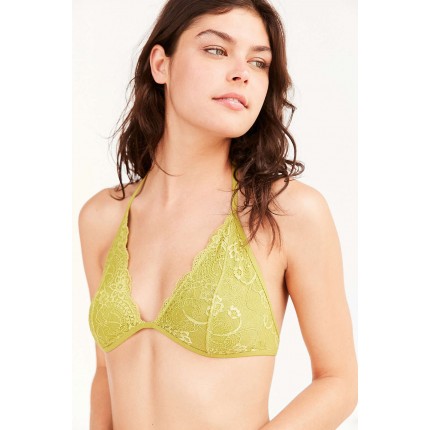 Out From Under Trina Lace Halter Bra UO39576004 GREEN