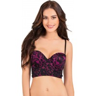 Rene Rofe Hot Pink and Black Lace Convertible Bustier Bra