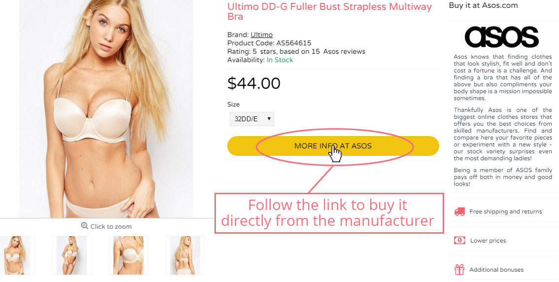 Step 3: follow the link to buy bra directly from the manufacturer